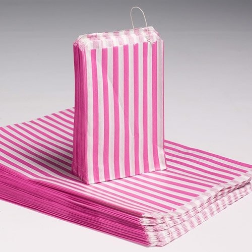 10x14"" Candy Stripe Bags  - PINK
