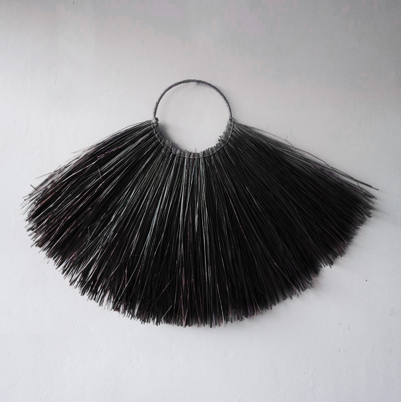 Large Seagrass Fan Wall Decor - Black