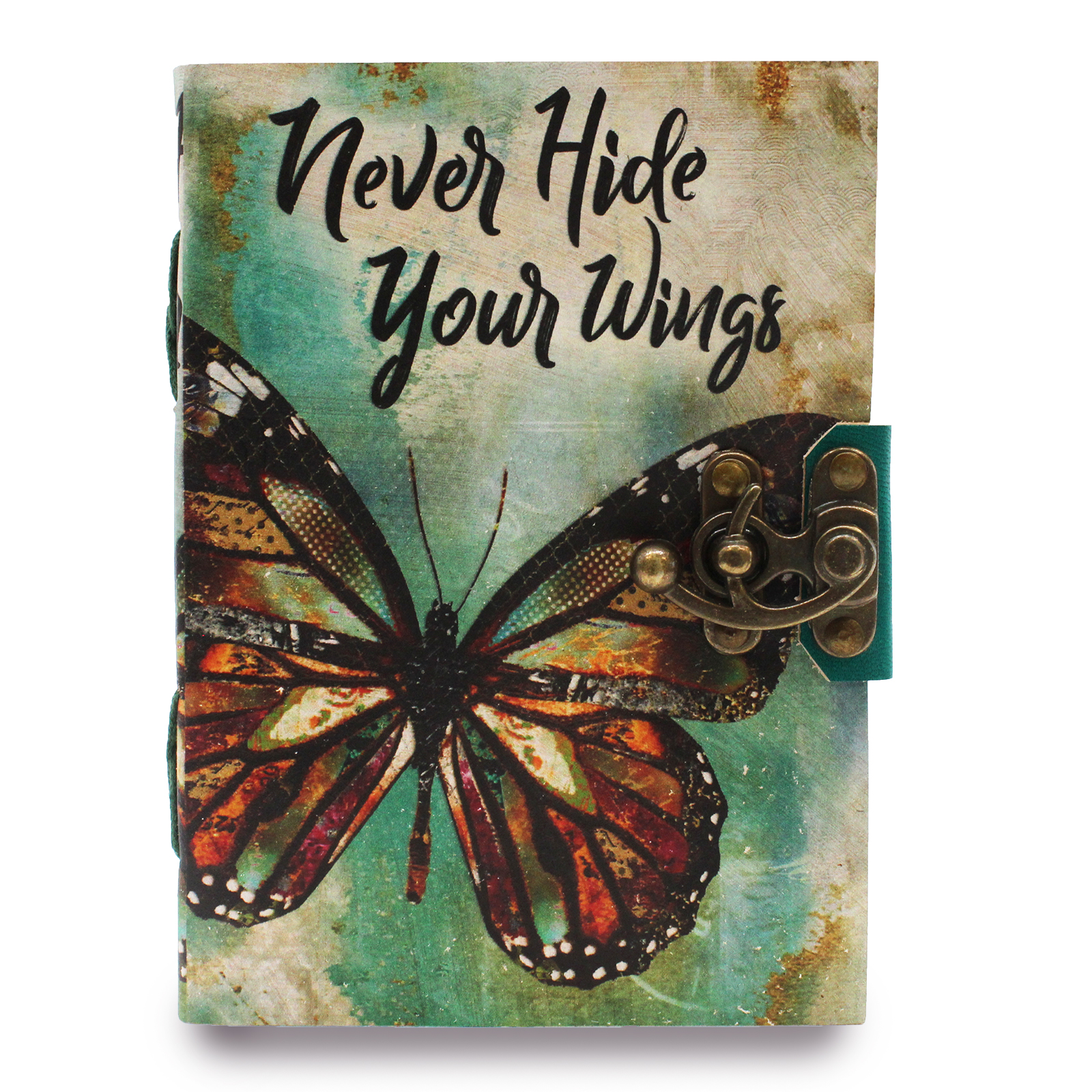 Leather ""Never Hide Your Wings"" Deckle-edge Notebook (7x5"")
