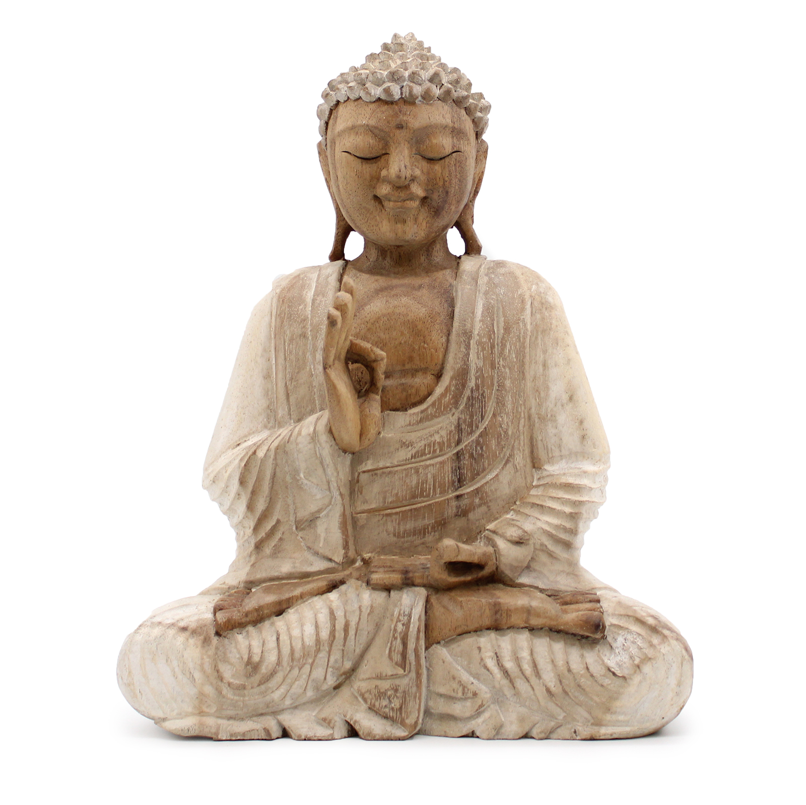 Buddha Statue Whitewash - 30cm Teaching Transmission