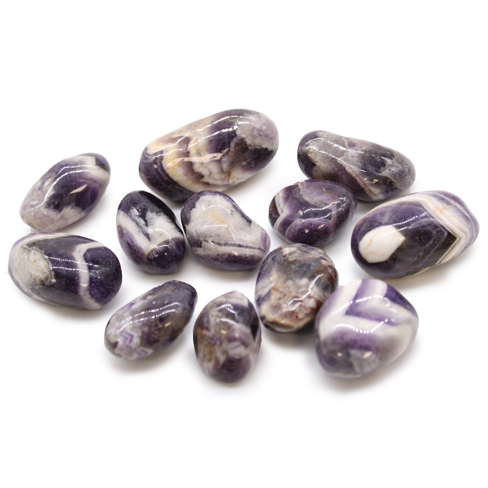 Medium African Tumble Stones - Amethyst - Chevron