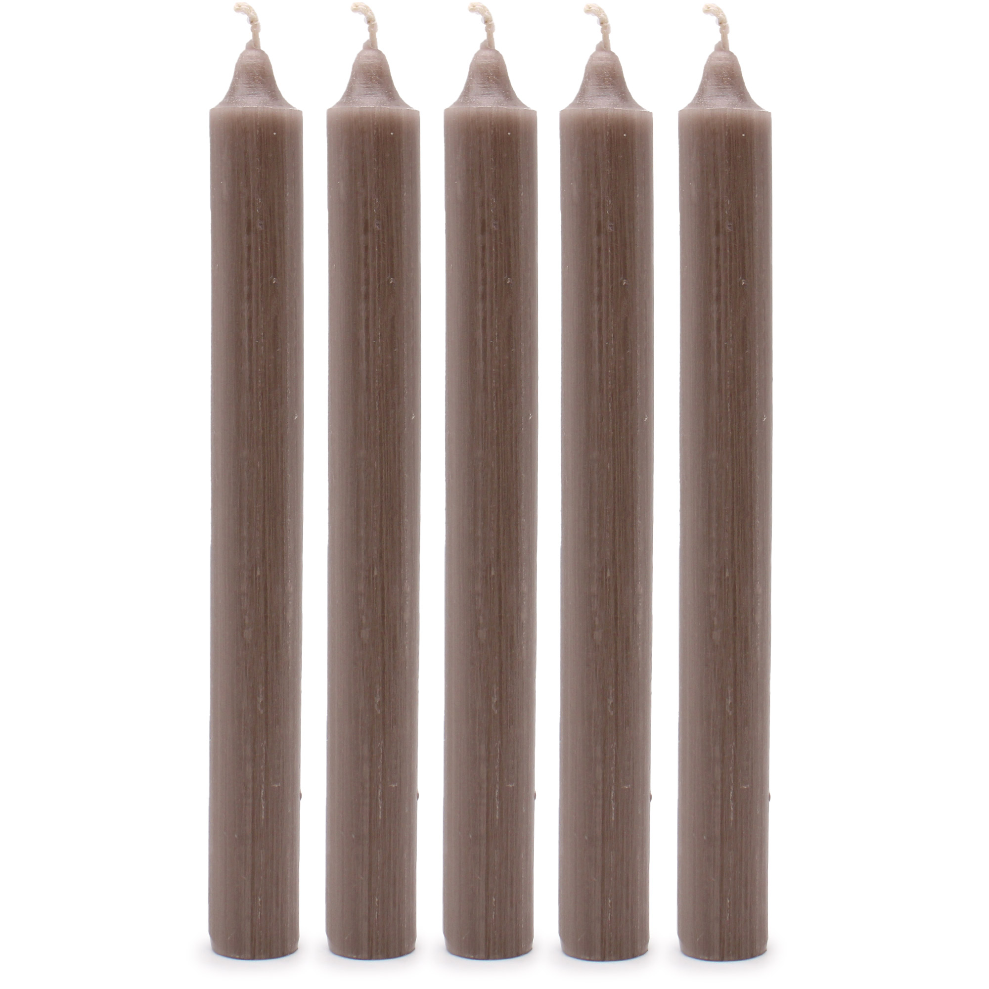 Solid Colour Dinner Candles - Rustic Taupe - Pack of 5