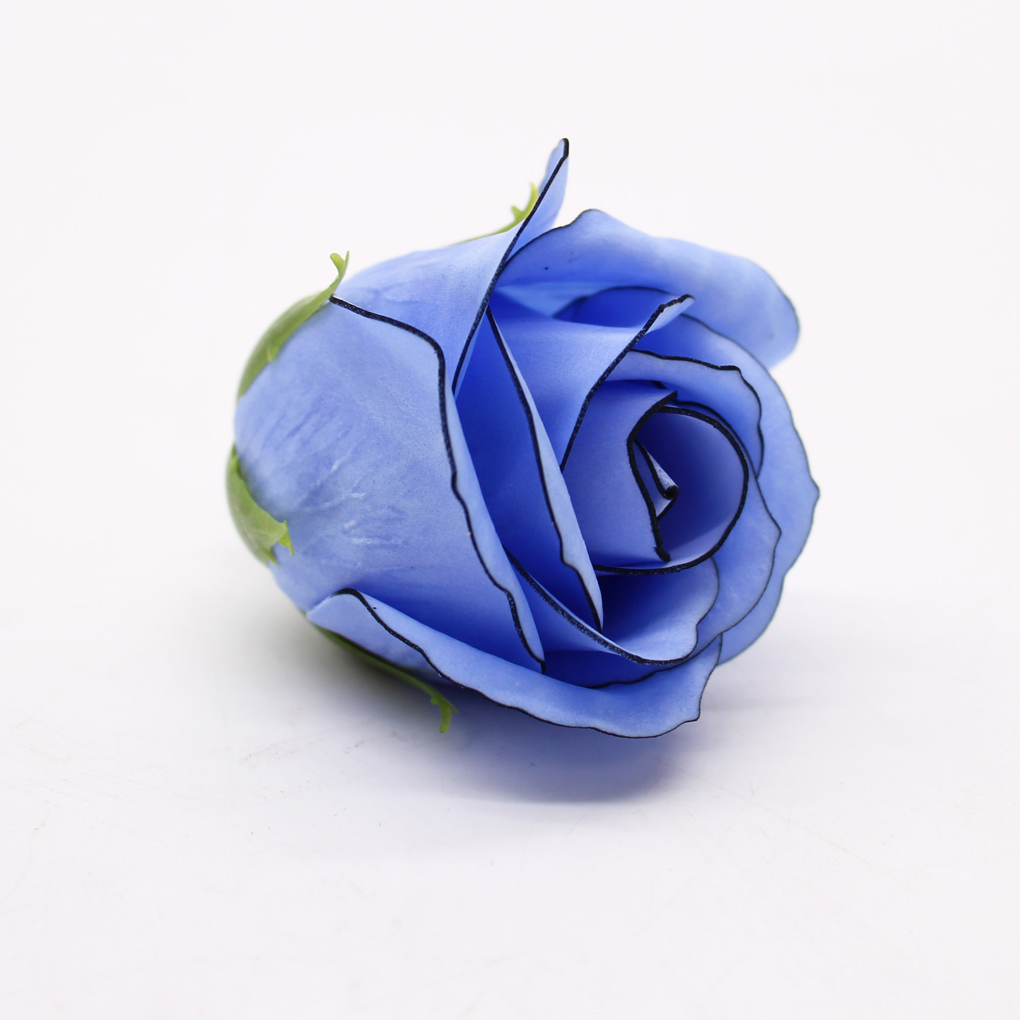 Craft Soap Flowers - Med Rose - Blue With Black Rim