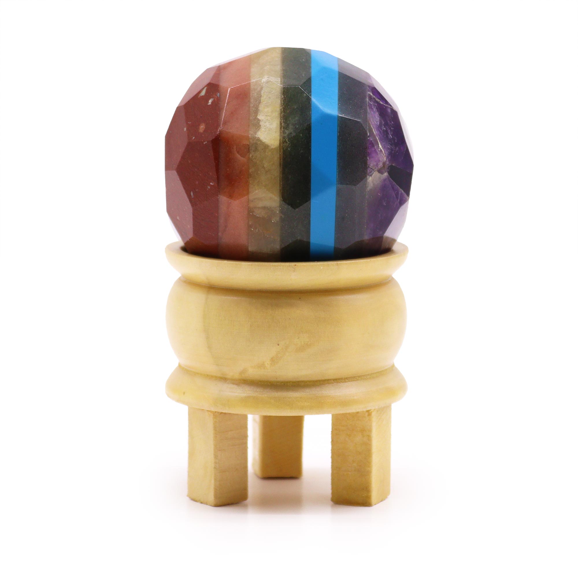 Gemstone Faceted Healing Ball & Stand - Seven Chakra