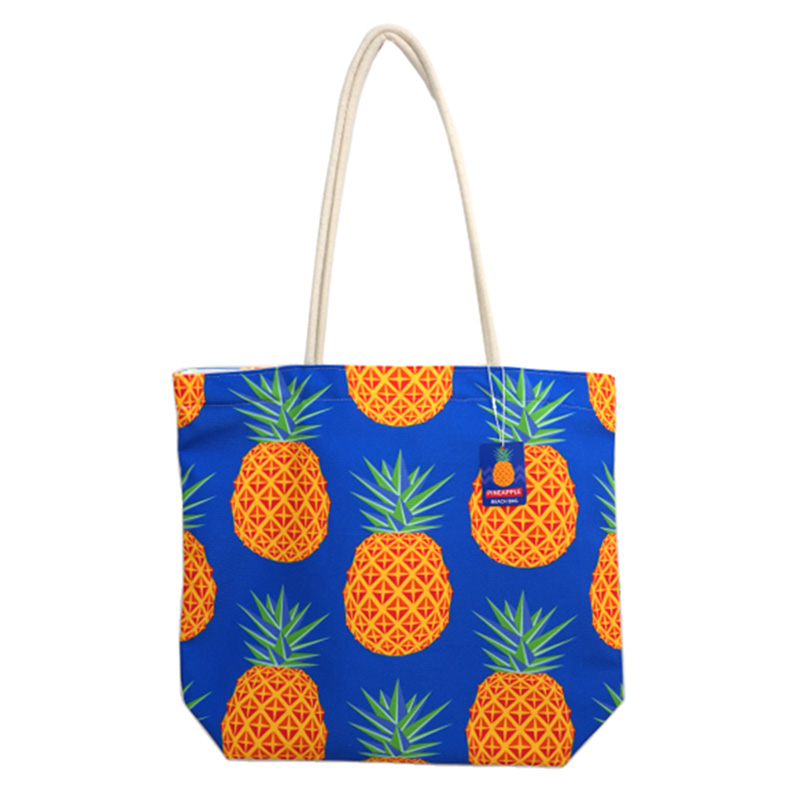 Canvas Beach Bag - Pineapple Print