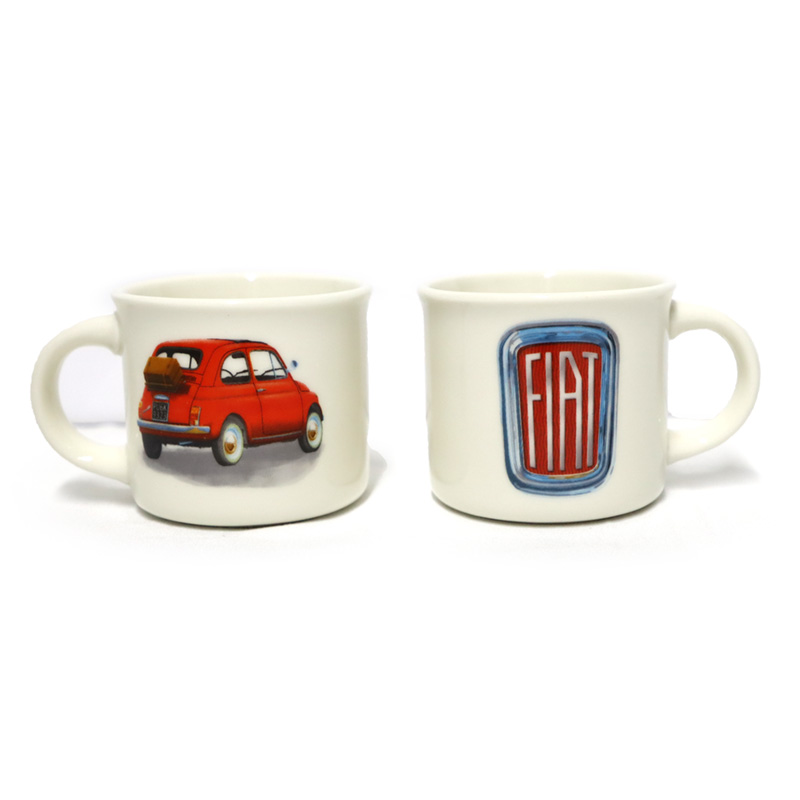 Set of 2 Porcelain Espresso Cups - Fiat 500