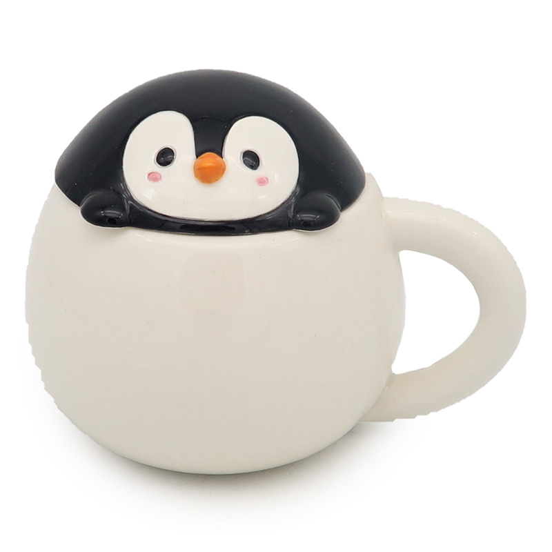Peeping Lid Ceramic Lidded Animal Mug - Huddle Penguin