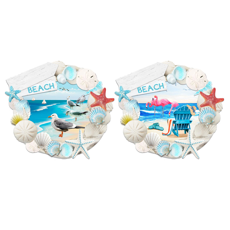 3D Printed Souvenir Seaside Magnet - Blue Beach Shells Frame