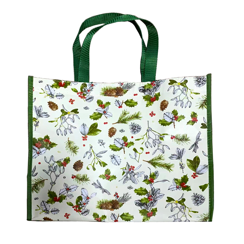 Recycled RPET Reusable Shopping Bag - Christmas Winter Botanicals