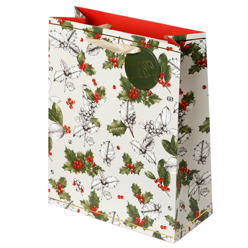 Christmas Gift Bag (Large) - Winter Botanicals Holly