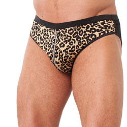 Mens Animal Print Briefs With Zipper<br>