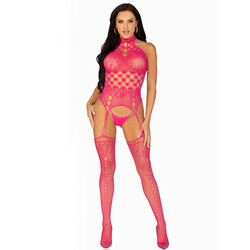 Leg Avenue High Neck Halter Net And Lace Suspender UK 6 to 12<br>