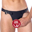 Double Leather Brief With Penis Hold And Dildo<br>