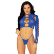 Leg Avenue Crop Top and GString Blue UK 6 to 12<br>