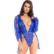 Leg Avenue Floral Lace Teddy and Robe Blue<br>