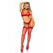 Leg Avenue Bra Panty and Stockings Set Red UK 6 to 12<br>