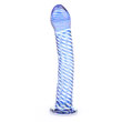 Glass Dildo With Blue Spiral Design<br>