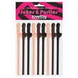Lovetoy Pack Of 9 Willy Straws Black Brown And Pink<br>