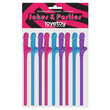 Lovetoy Pack Of 9 Willy Straws Blue Pink And Purple<br>