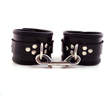 Rouge Garments Black Leather Ankle Cuffs With Piping<br>
