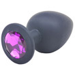 Large Black Jewelled Silicone Butt Plug<br>
